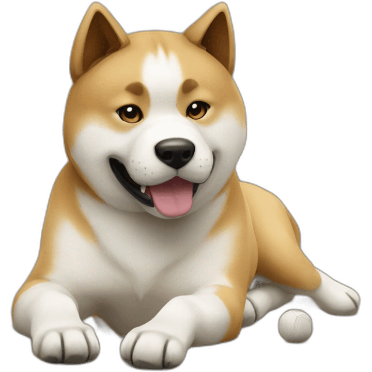 Akita inu playing football emoji