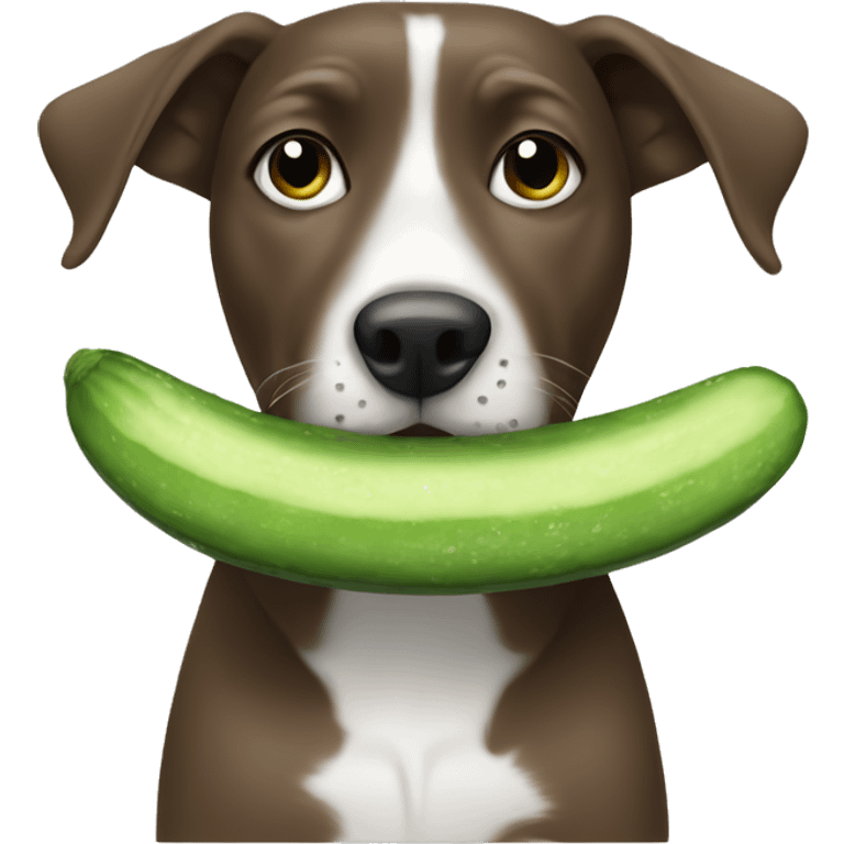 Dog eating cucumber emoji