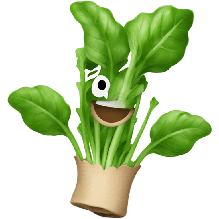 Happy arugula with hands emoji