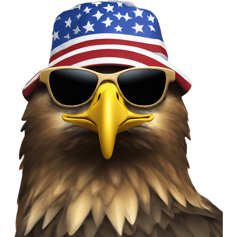 Golden Eagle with american flag  trucker hat and sunglasses emoji