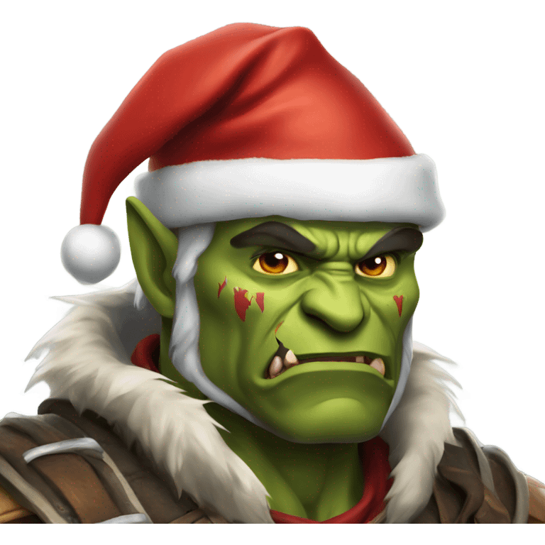 Fierce Orc ranger wearing santa hat emoji