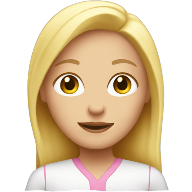 Blonde Girl on pink computer  emoji