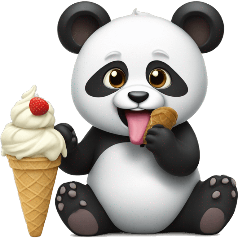 Panda eating ice cream emoji