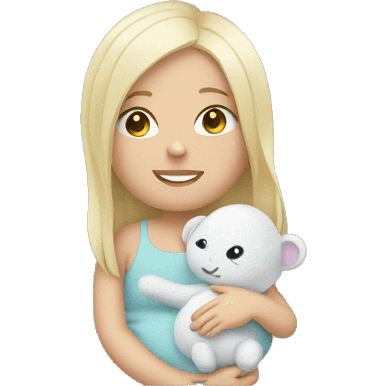 little white girl with baby son plushy emoji