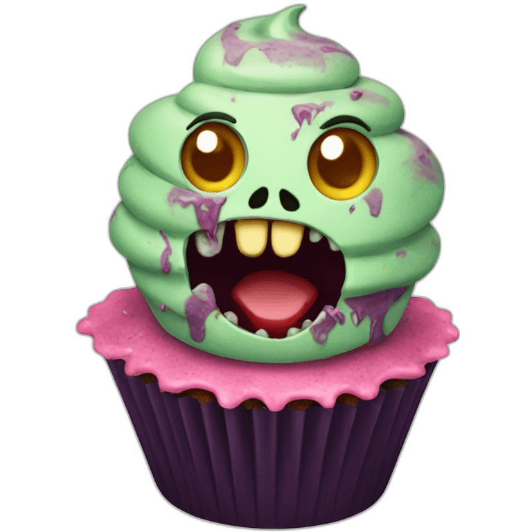 Happy zombie cupcake  emoji