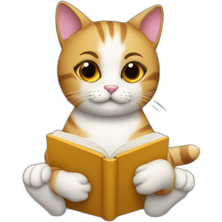 Cat reading book emoji