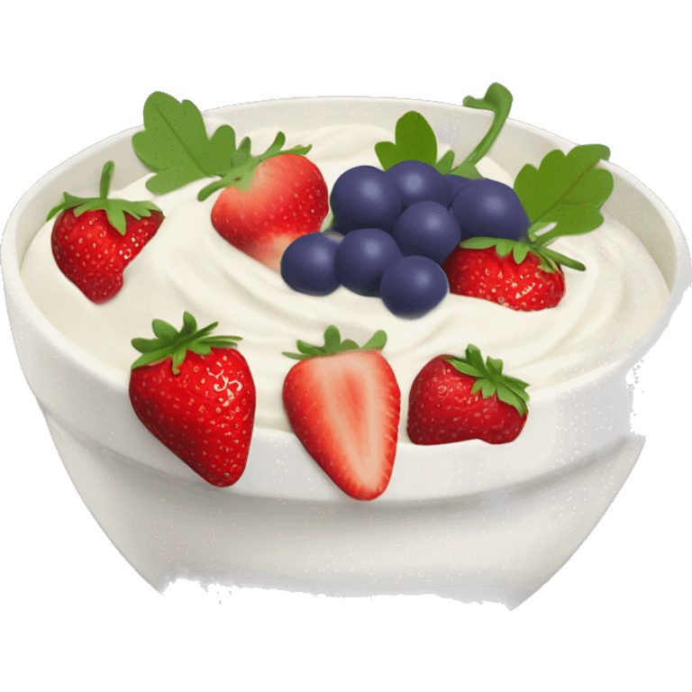 yoghurt bowl with grapes and strawberries  emoji