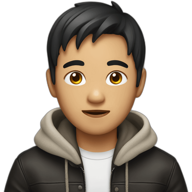 asian boy with leather hoodie emoji