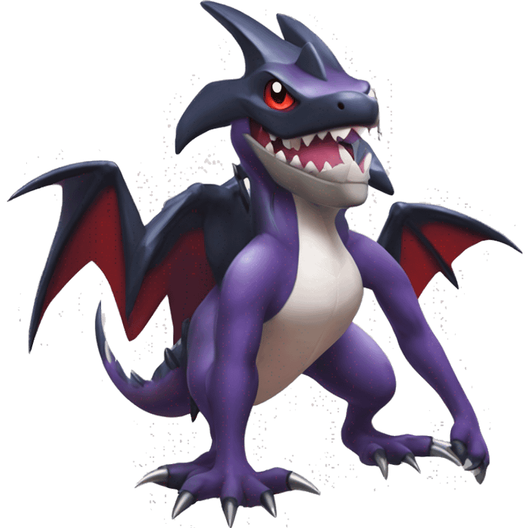 Black Cool Edgy Nargacuga-Garchomp-Noivern Fakémon  with White and Red and purple and black Edgy markings emoji