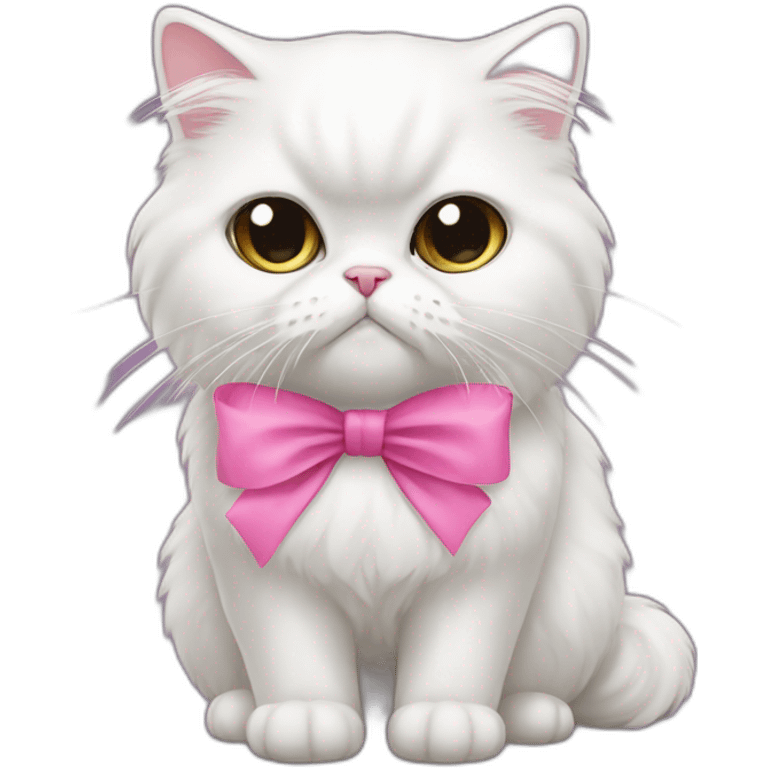 white persian cat with a pink bow  emoji