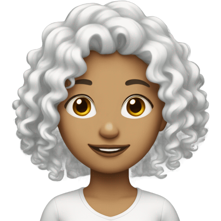 White curly hair girl (brown dark hair) emoji