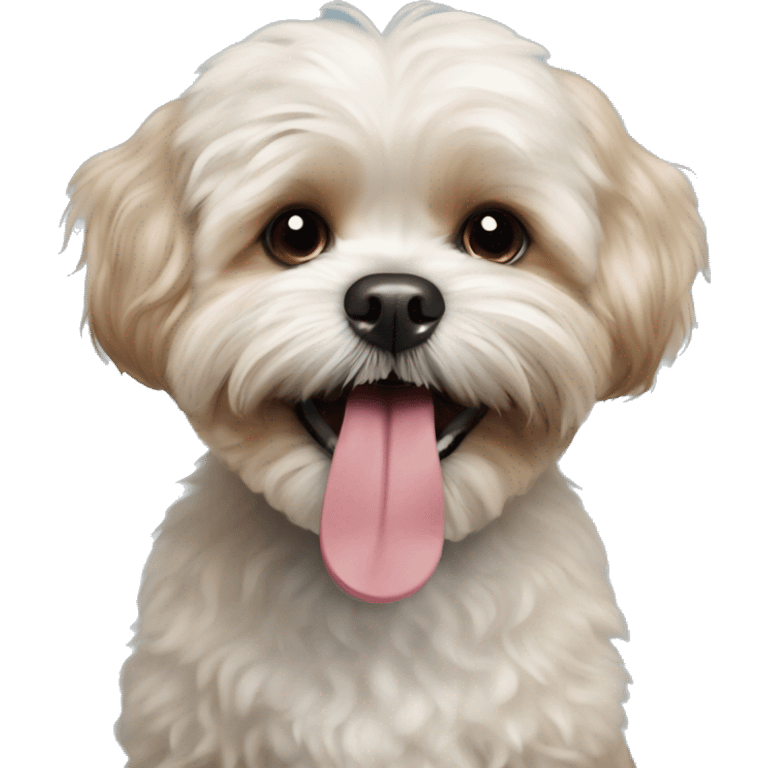 Shih tzu cross toy poodle smiling with tongue out emoji