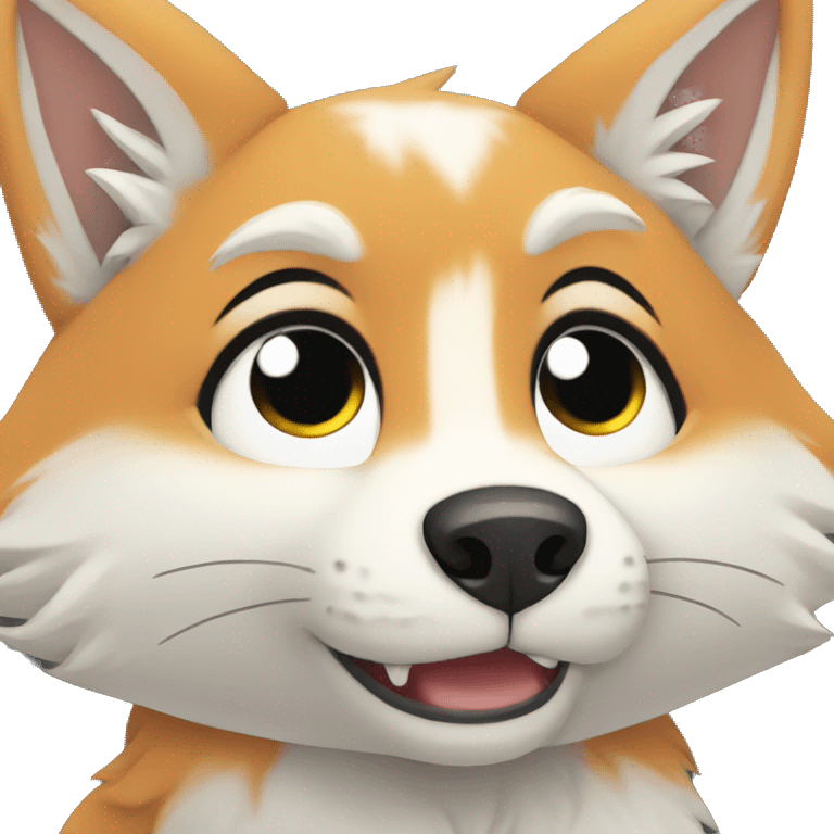 White Chibi Fox Furry Cry emoji