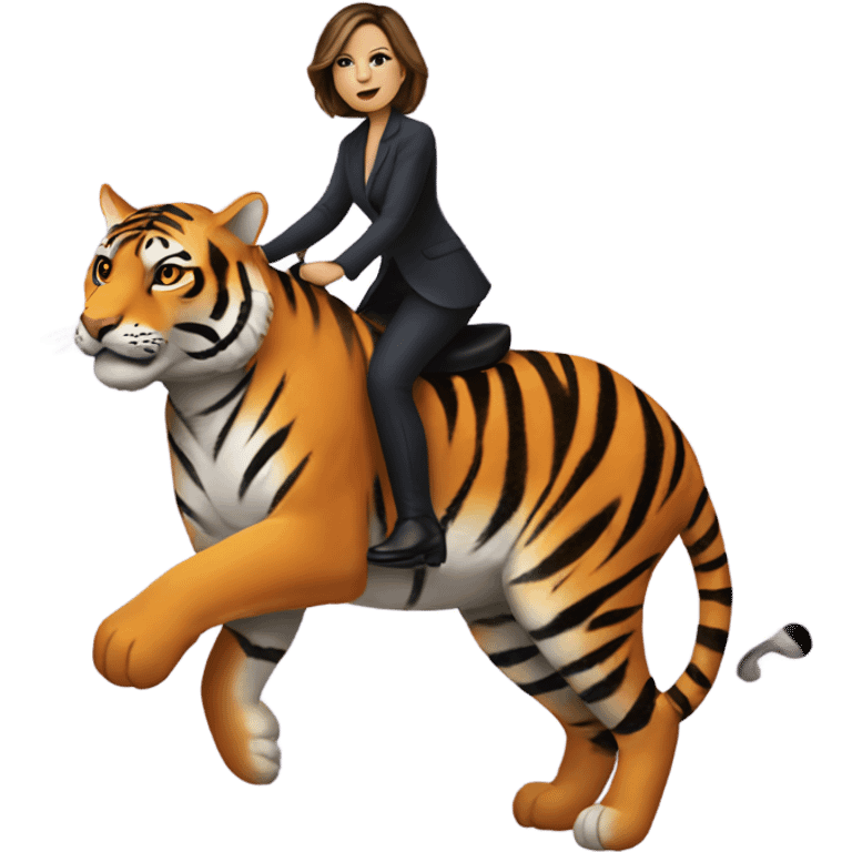 Olivia benson riding a tiger emoji