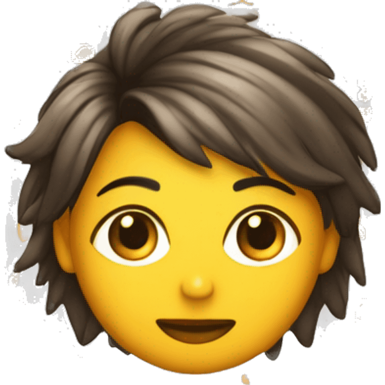 Chica con pelo cobrizo y flequillo de costado siendo profe de extensiones de pestañas  emoji