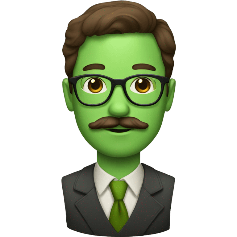 mustache man with glasses with green skin brown hair emoji