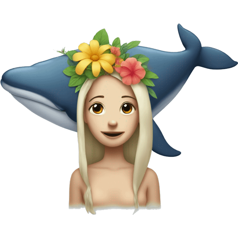 Whale with a flower in hair emoji