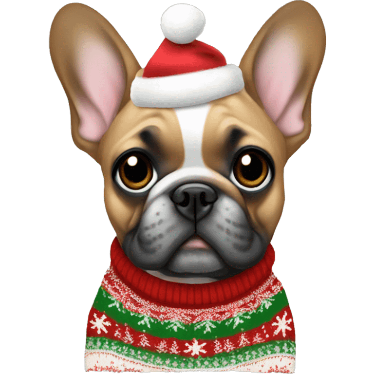 Cute frenchie wearing a Christmas jumper  emoji