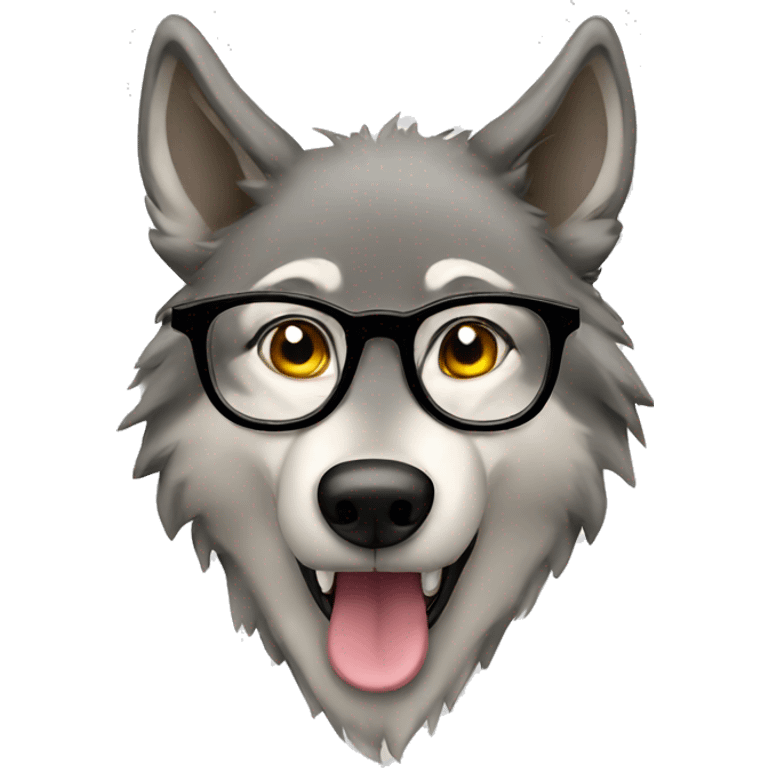 Wolf with glasses emoji