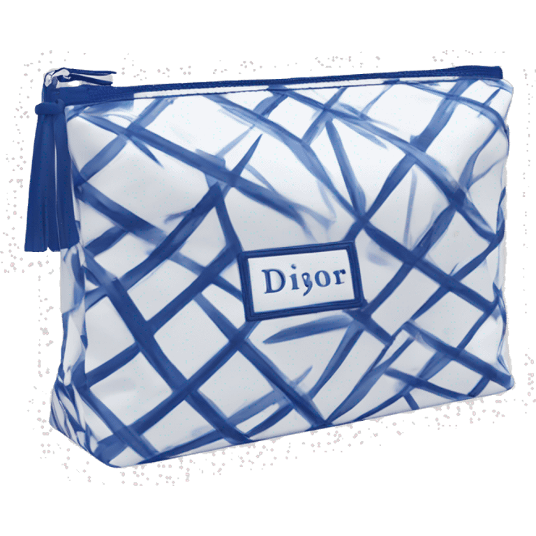 Dior-style cosmetic bag blue-white emoji