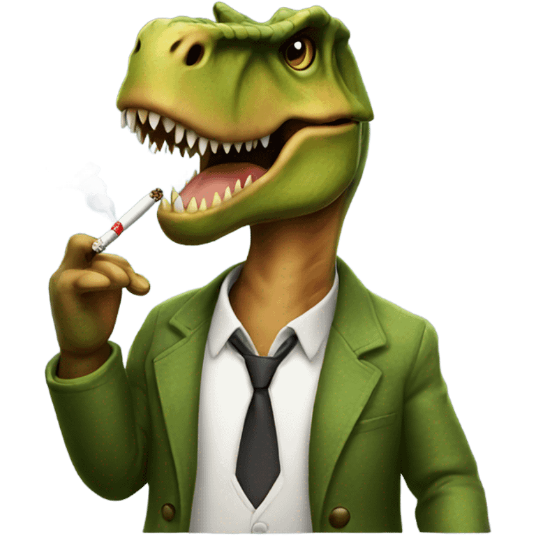 A t-Rex, smoking  emoji