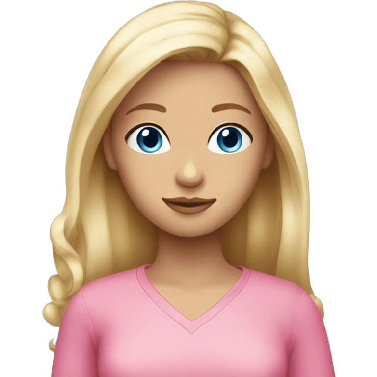 Blond girl blue eyes pink clothes emoji