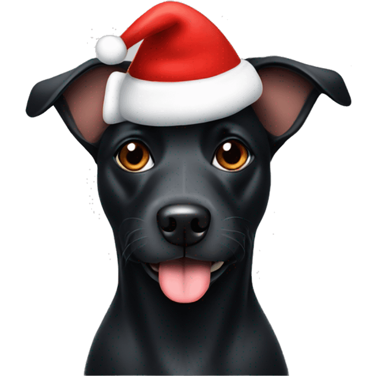 black dog with xmas hat on emoji