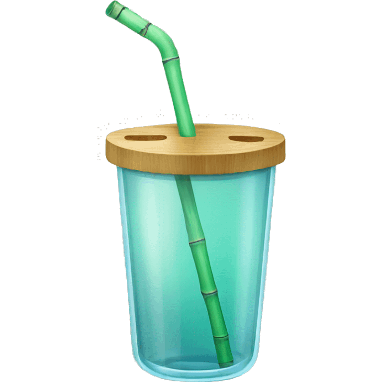 glass with bamboo lid and straw emoji