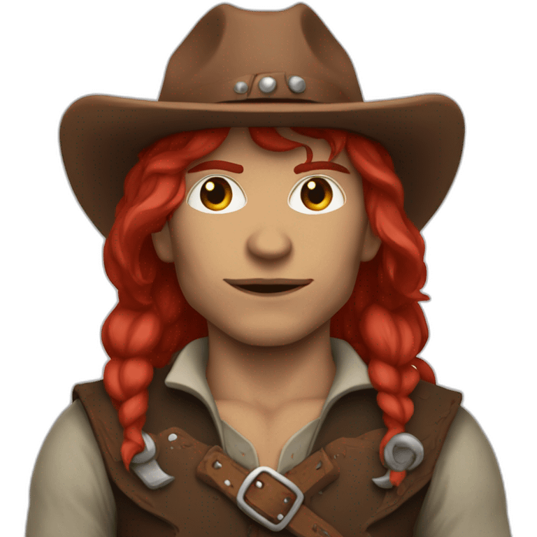 Cowboy half elf half orc with red hair emoji