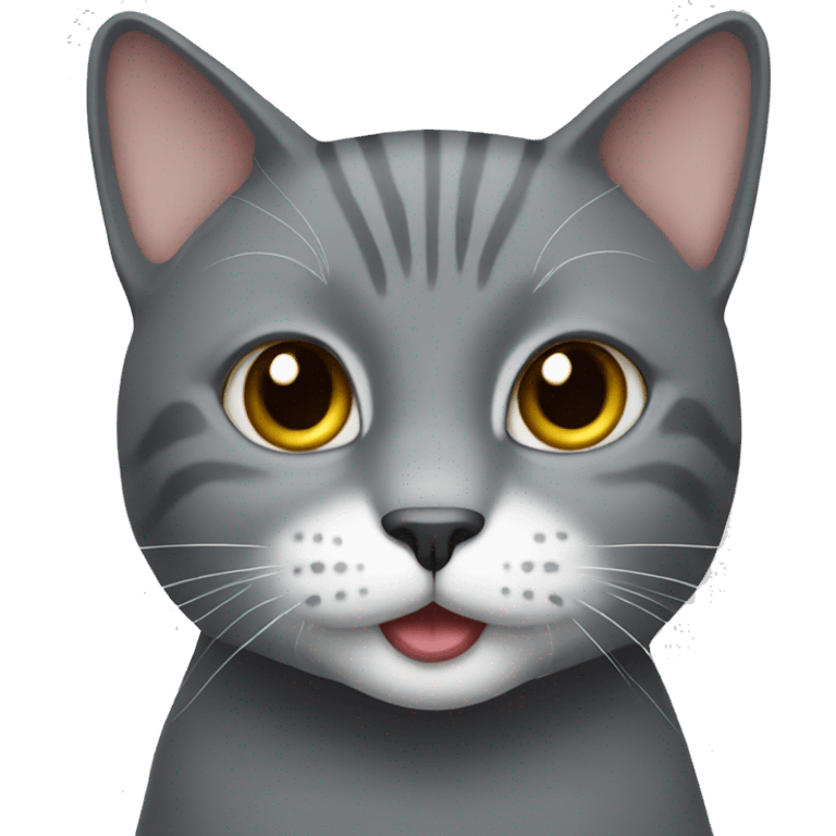 Gray cat with white mouth emoji