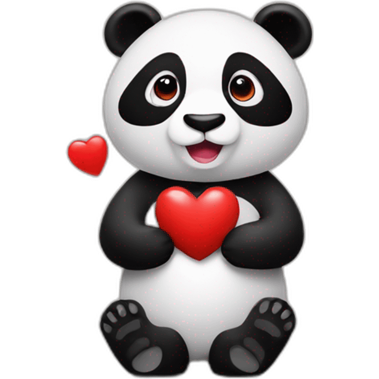 panda with red heart in her hands emoji