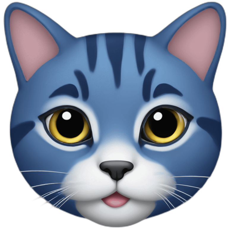 Deep blue pudgy big cute cat emoji