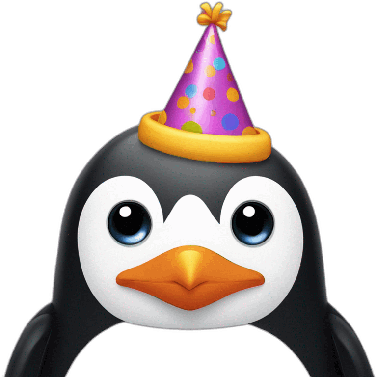 penguin with birthday hat emoji