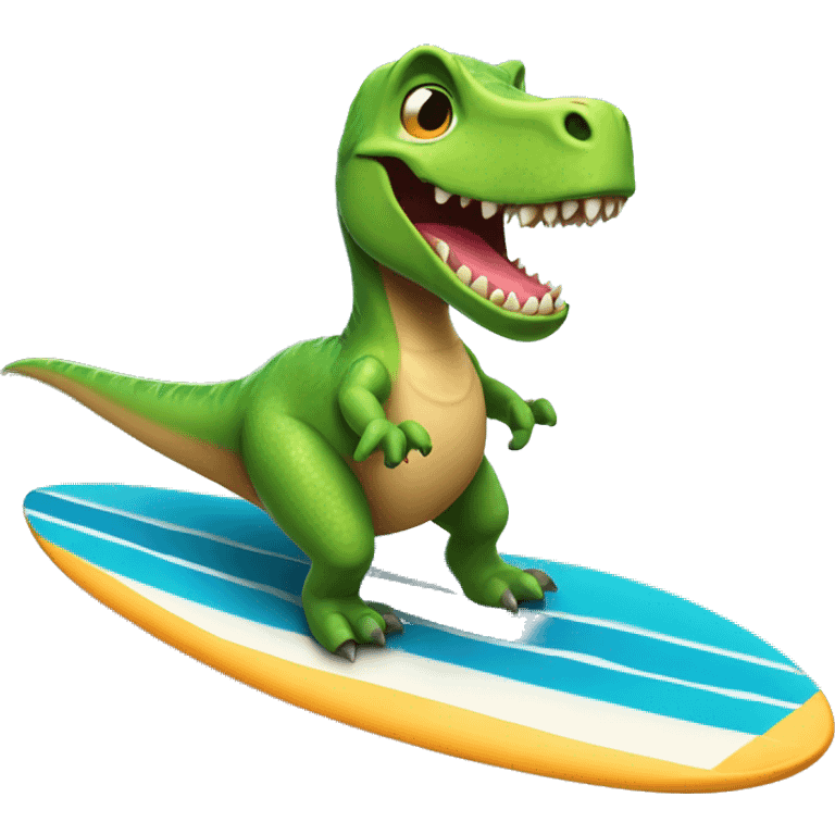 Dinosaur riding surfboard emoji