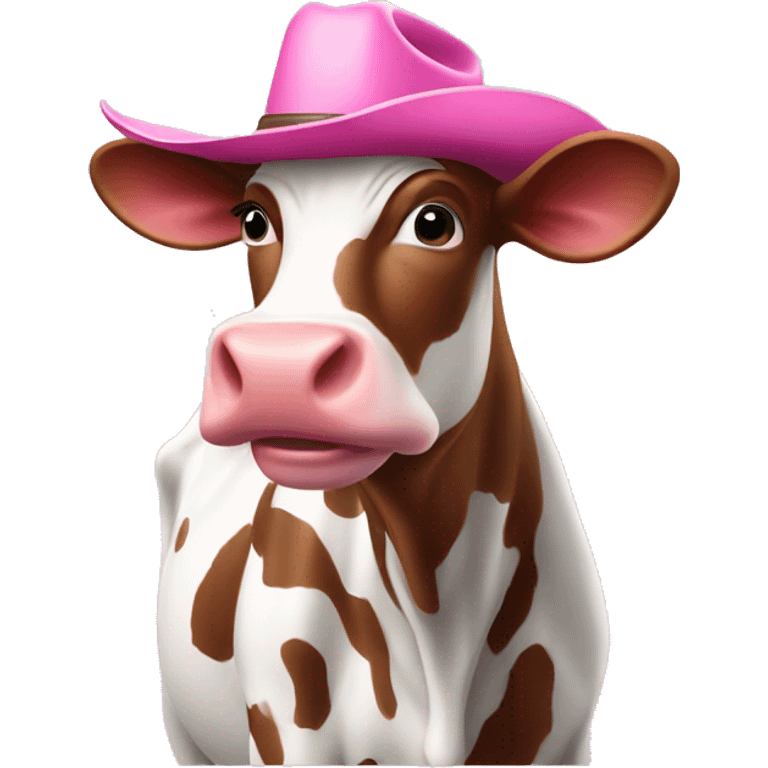 Cow with pink cowboy hat on emoji