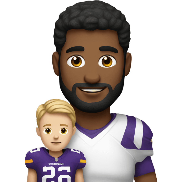 white dad and son with minnesota viking helme emoji