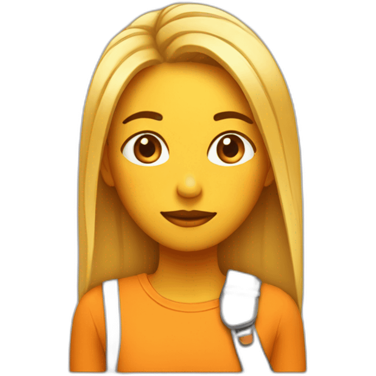 chica pelo largo naranja con tijeras emoji