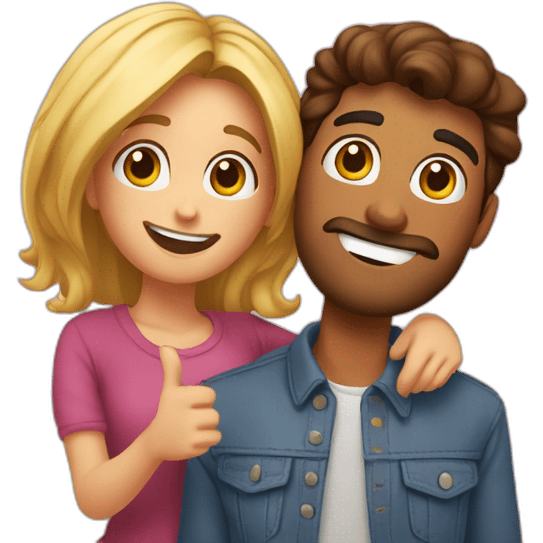 Una pareja tomándose un selfie emoji