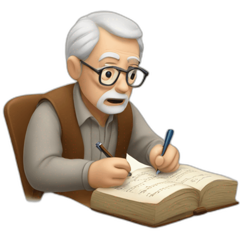 old man writing a dictionary emoji