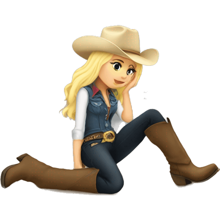 Blonde cowgirl kissing the floor emoji