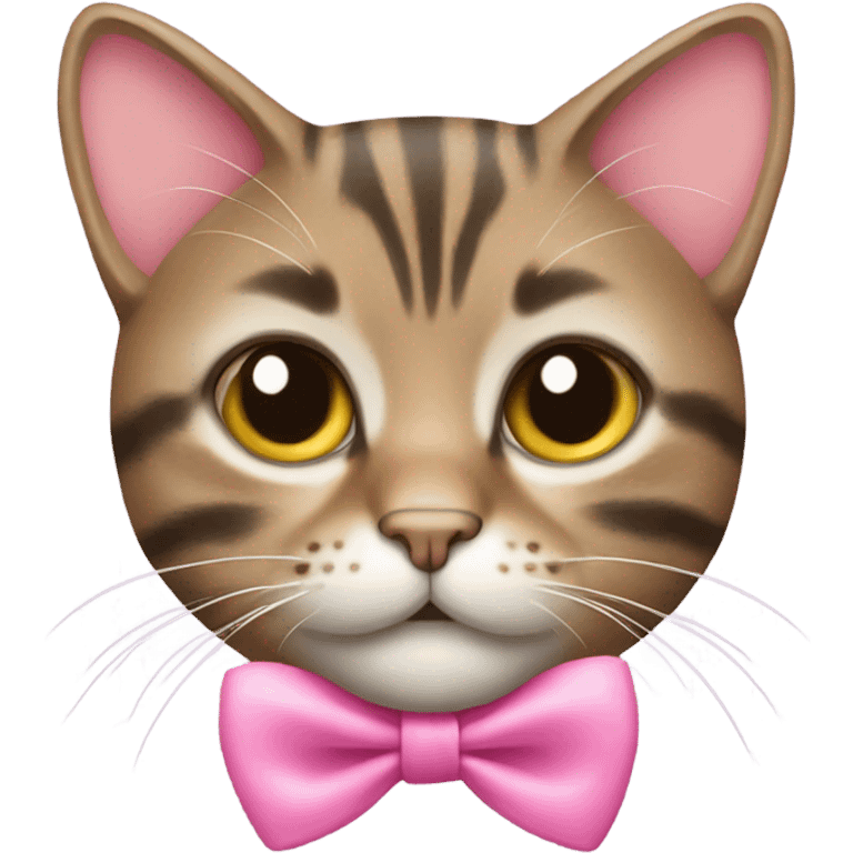 Tabby cat with pink bow emoji