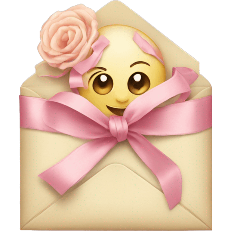 vintage love letters in envelope tied with a baby pink ribbon  emoji