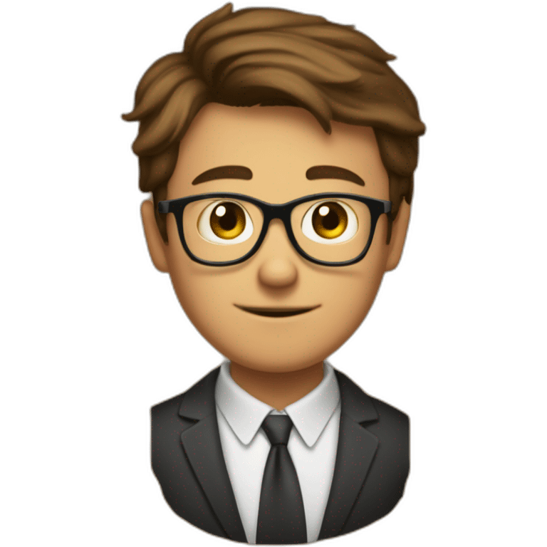 brown-short-haired classy man wearing glasses, struggling to fit a key into a wooden door-lock emoji