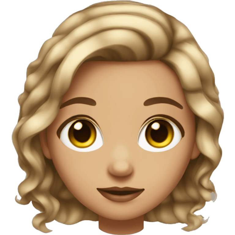 Girl with balayage hair green eyes light skin emoji