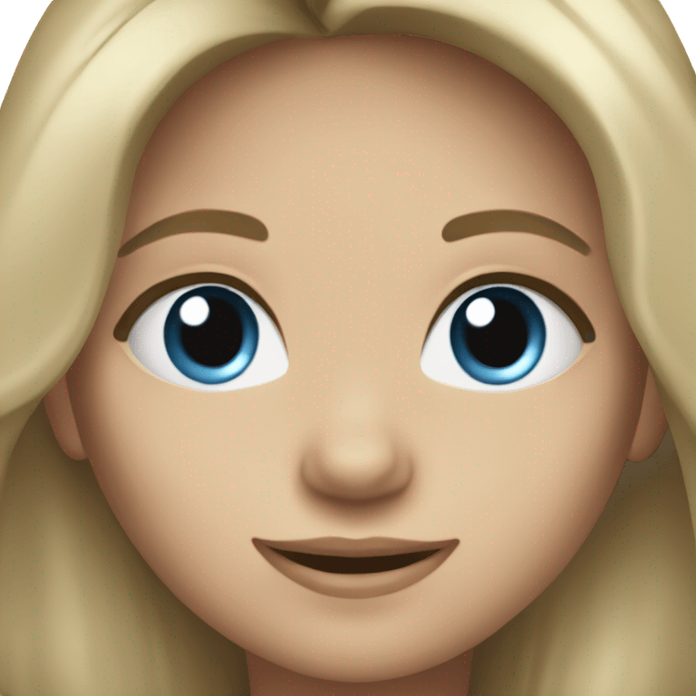 Girl with dark blond hairl blue-gray eyes and nice smile  emoji