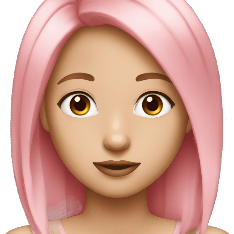 girl white eyes brown pink hair emoji