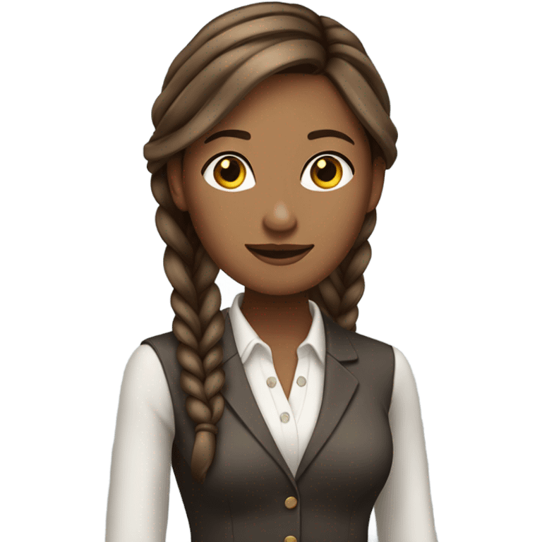 business woman long straight brown hair braid emoji