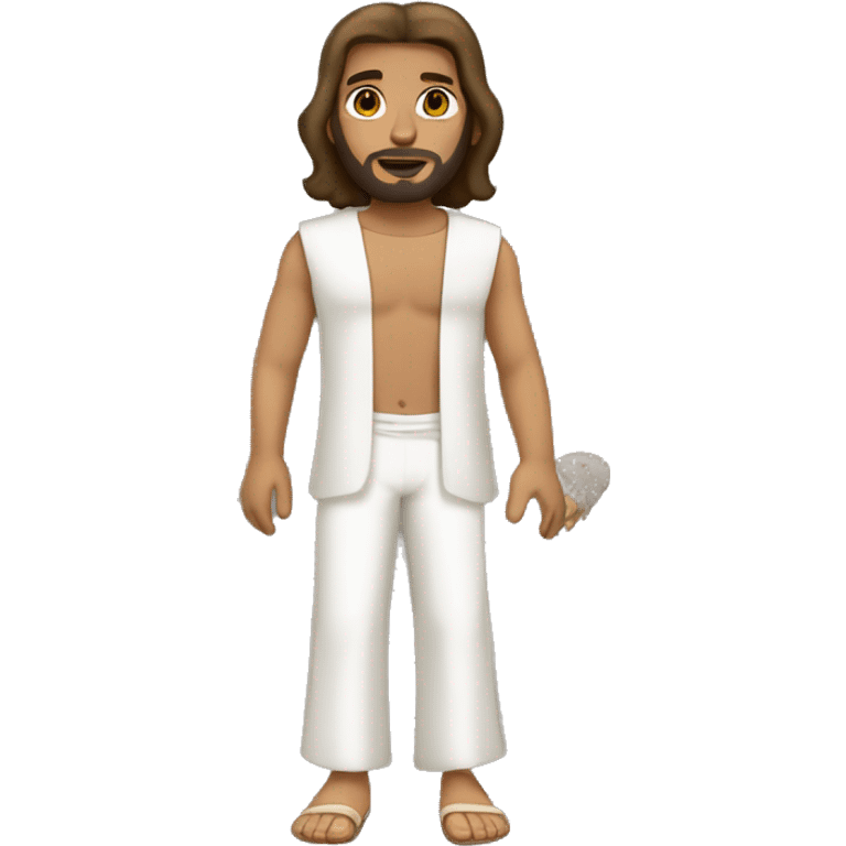 Jesus short hair Egyptian skin tone wearing pants emoji