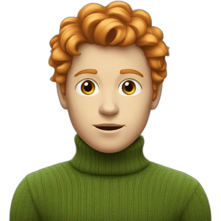 Swedish ginger boy with turtleneck. Losturous hair to the side  emoji