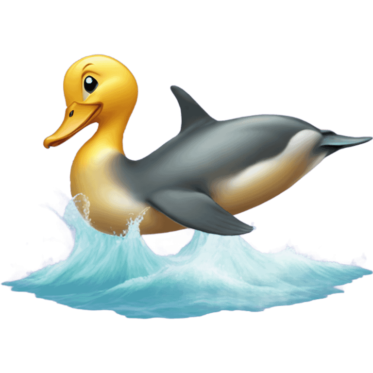 Duck riding dolphin  emoji